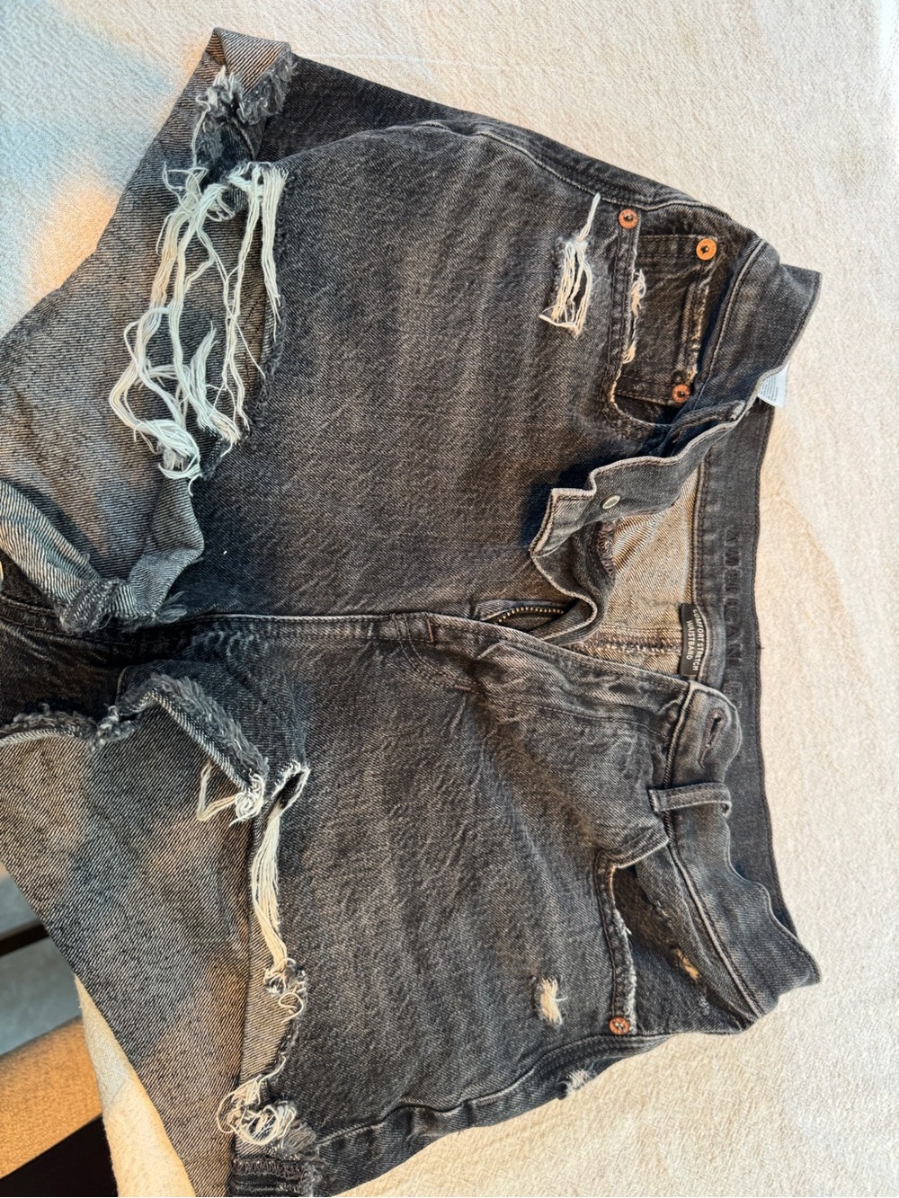 American Eagle Outfitters Distressed Black Denim Jean Shorts